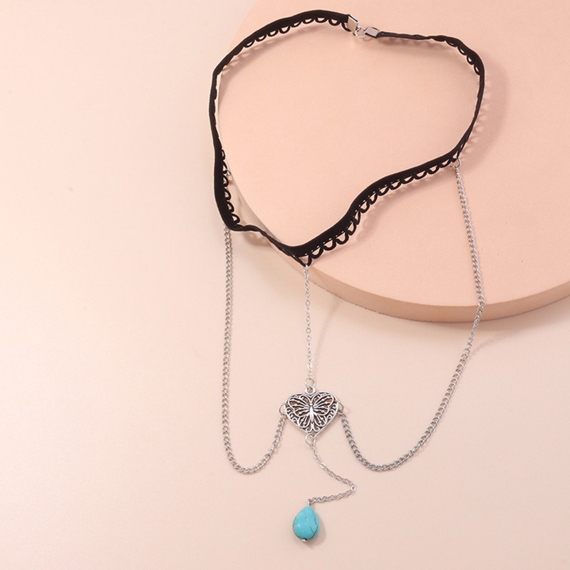 Dây Đeo Đùi Phối Tua Rua Hình Bướm Màu Ngọc Lam Phong Cách Gothic Thời Trang Cho Nữ