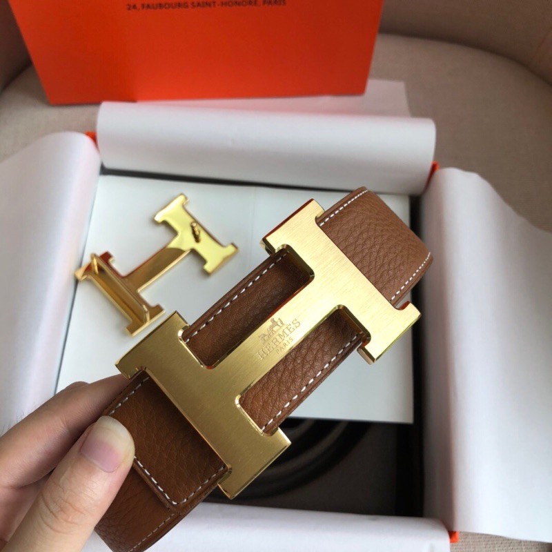 Thắt lưng da dây mặt to khoá logo cao cấp chống rỉ hermes HM