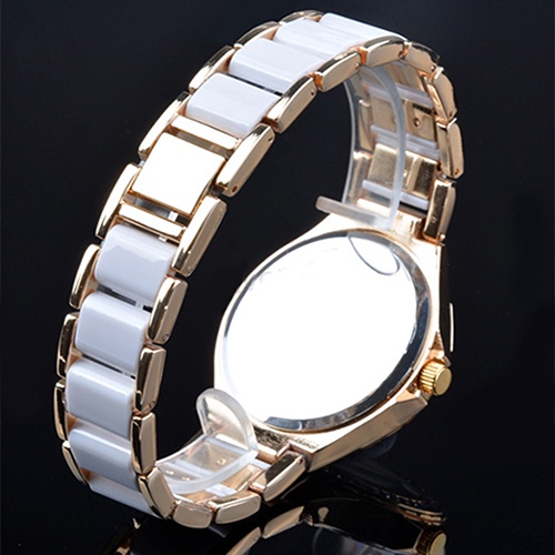 Đồng hồ thạch anh analog số La Mã phối dây hợp kim sang trọng dành cho nữ