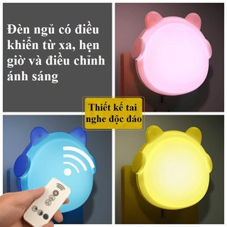 Đèn ngủ hình gấu ánh sáng vàng có điều khiển từ xa