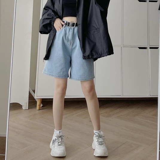 Quần Short Jean Nữ Ống Rộng JEM CLOSET Kèm Belt Quần Đùi Bò Nữ ERIN Thiết Kế Lưng Cao Basic Phong Cách Trẻ Trung 2870