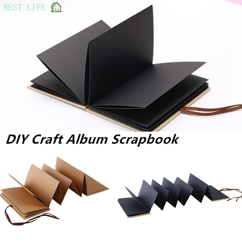 (HK) Giấy Kraft Album Ảnh Bìa Cứng Accordion Phong Cách DIY Ảnh Ablum Sách Trống Sổ Lưu Niệm Kỷ Niệm