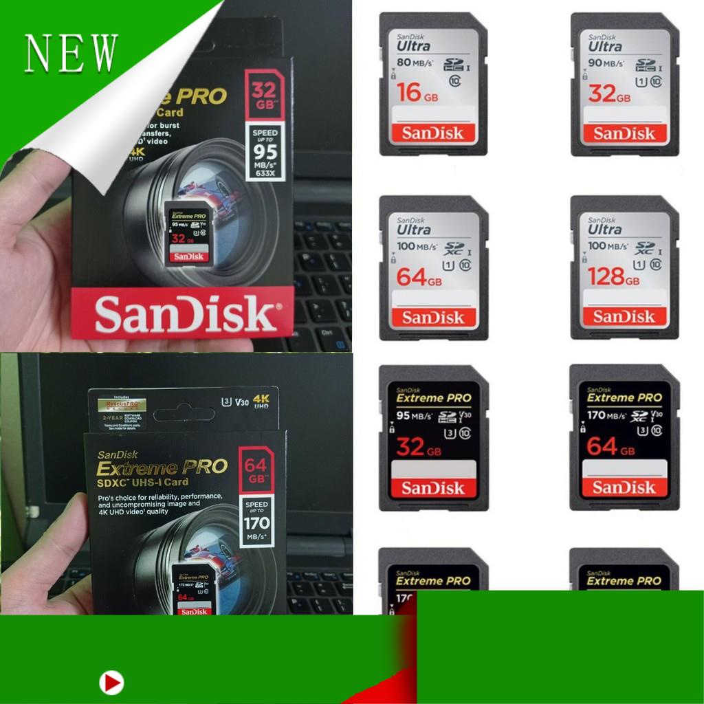 Thẻ nhớ SD Sandisk 32G 64G Ultra Class 10 và Extreme Pro tốc độ cao 4K cho máy ảnh máy quay