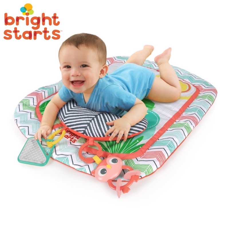 Thảm nằm chơi Tummy Time kèm đồ chơi , hỗ trợ bé lẫy Bright Starts -  Giggle &amp; See Safari Prop &amp; Play Mat