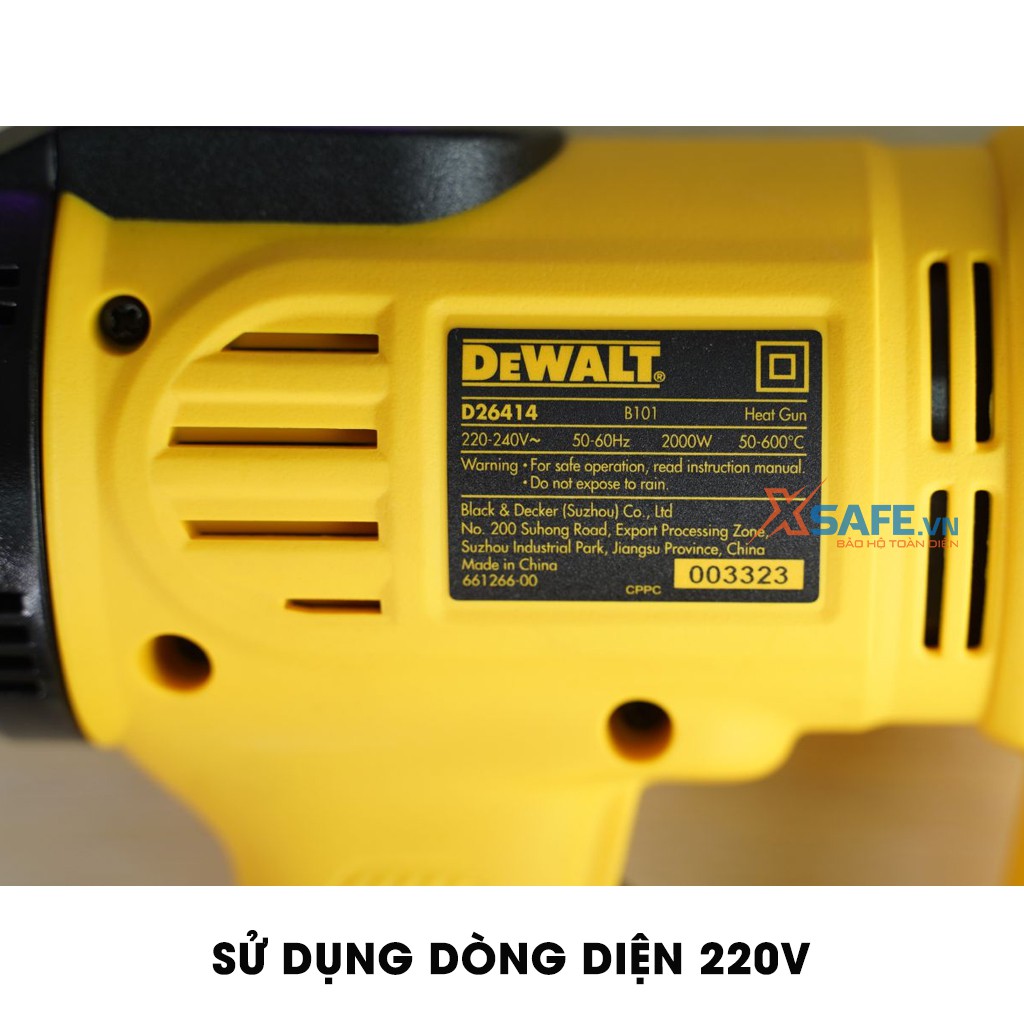 Máy khò nhiệt DEWALT D26414-B1 công suất 2000W Máy thổi hơi nóng cầm tay nhiệt độ hiển thị màn hình LCD, gọn nhẹ - XSAFE