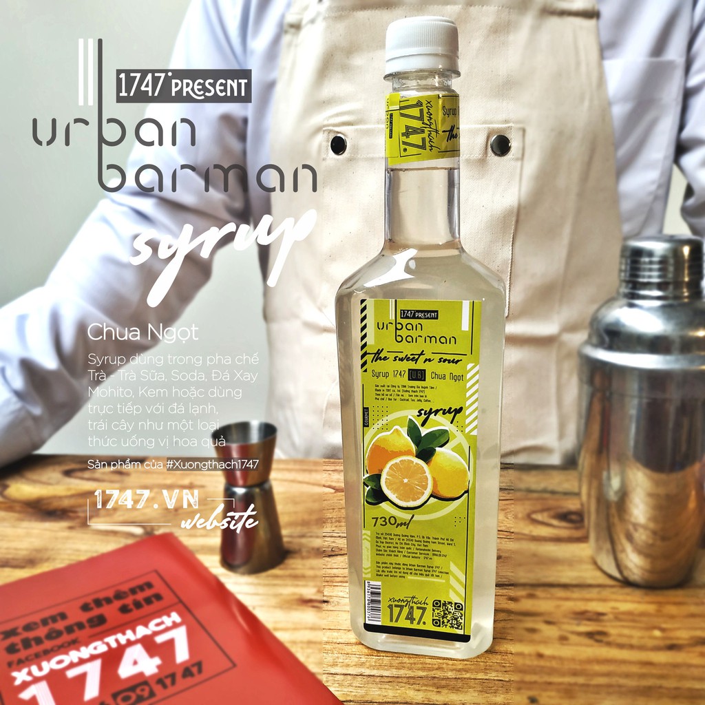 Urban Barman Syrup 1747 - Chua Ngọt  - 730ml