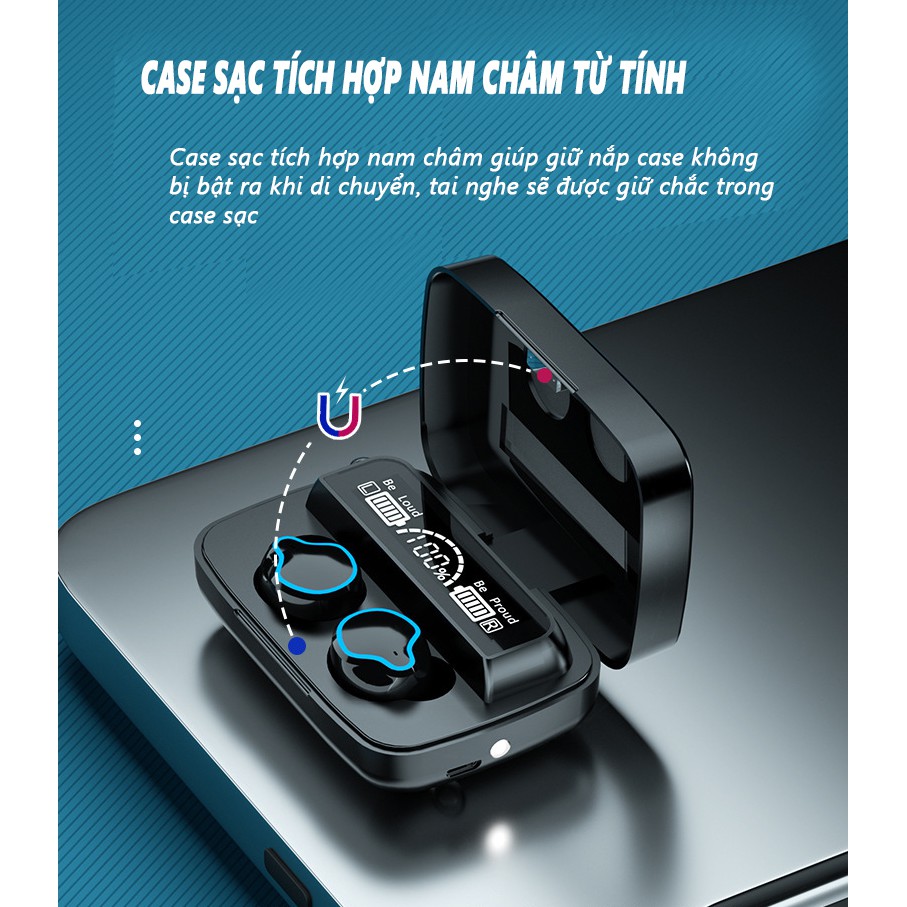 Tai nghe bluetooth 5.1 M9 superbass âm thanh vòm 9D, chống nước, chống ồn