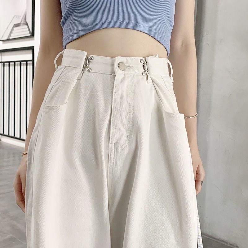 Quần jean 🌸 Quần ống suông ống đứng bò dáng thụng unisex có size cho nữ PHULA kẹp gài hai bên style Hàn Quốc Ulzzang B2