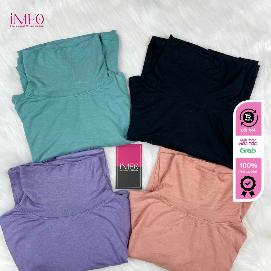 Áo thun nữ croptop ôm BODY áo thun tay dài cổ lọ màu trơn IMEO - Chất thun co giãn thoáng mịn mát thấm hút mồ Hôi