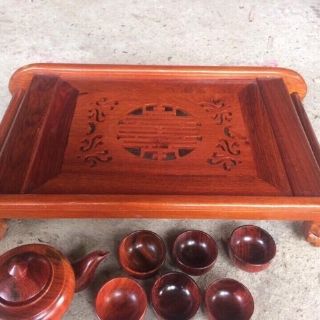 Khay trà gỗ Hương cao cấp chân cuốn