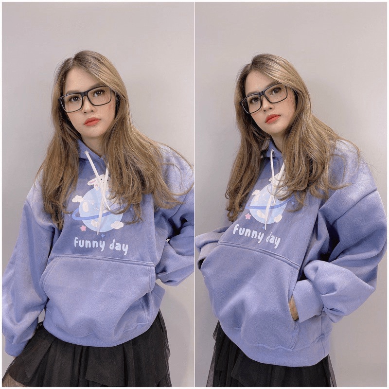 Áo Hoodies Nữ Chui Đầu Chất Nỉ Dày Mịn Nón Lớn 2 Lớp Form Rộng In Cừu Funny Mặc Đẹp Hot Trend NEW UNISEX