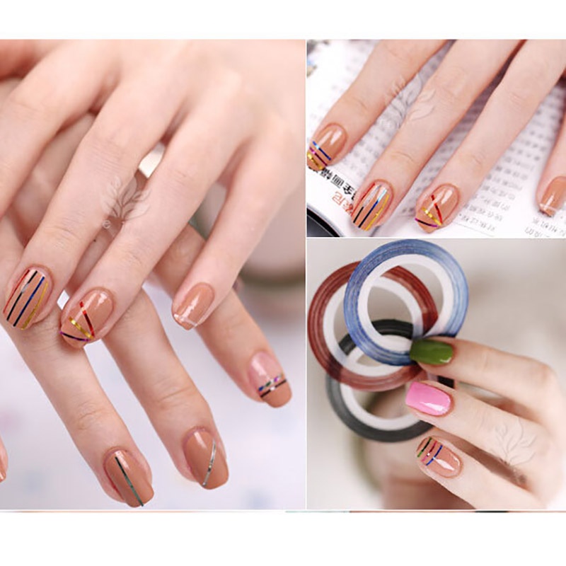 10 Cuộn dây dán trang trí móng tay MISSCHEERING ánh kim loại 3D nhiều màu sắc nghệ thuật
