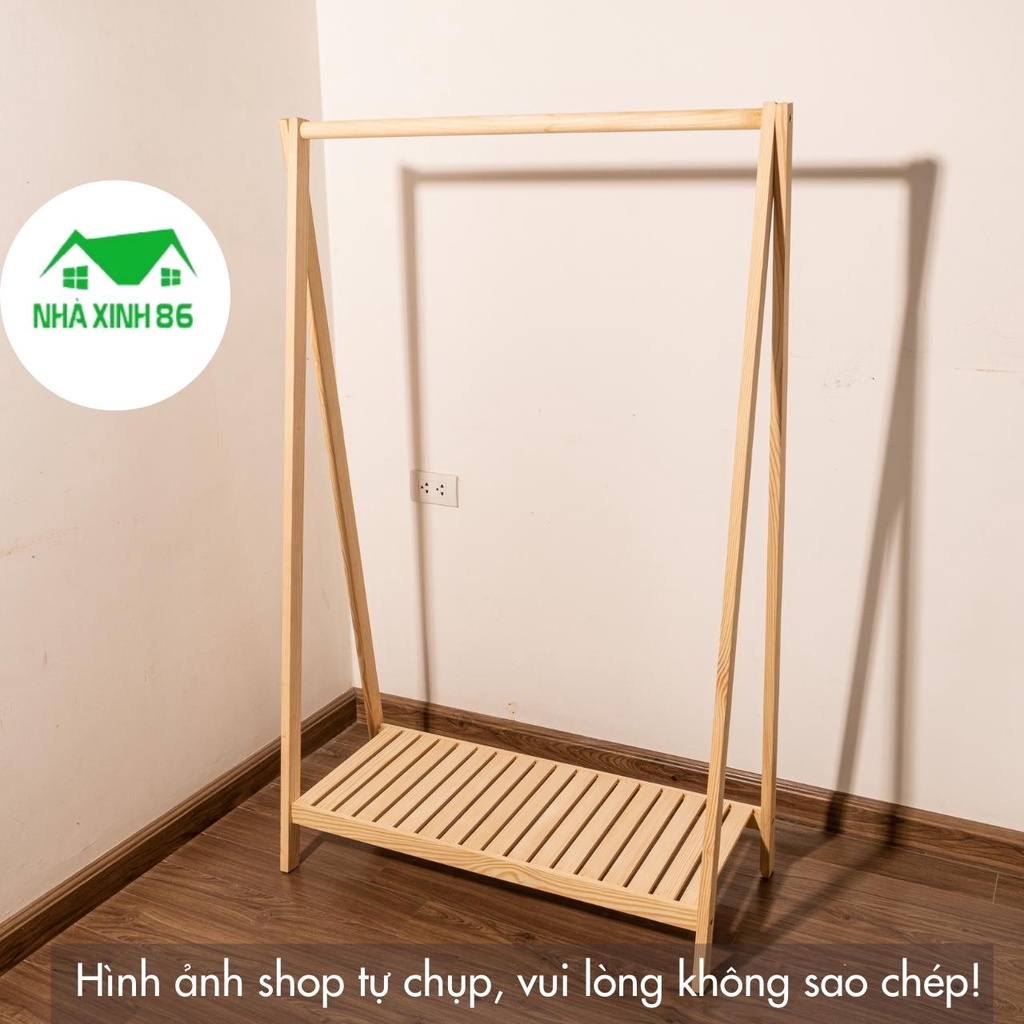 Kệ treo quần áo chữ A bằng gỗ thông 1 tầng l Giá treo quần áo chữ A 1 tầng gỗ cao cấp, chống mối mọt, ẩm mốc