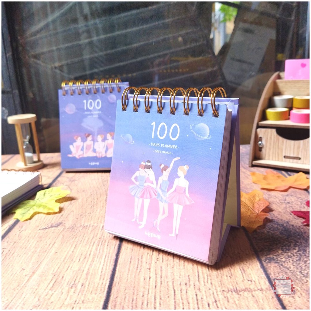 Sổ Kế Hoạch Lò Xo 100 Ngày - 100 Days Daily Planner Notebooks - 4 Cô Gái  - mẫu 3