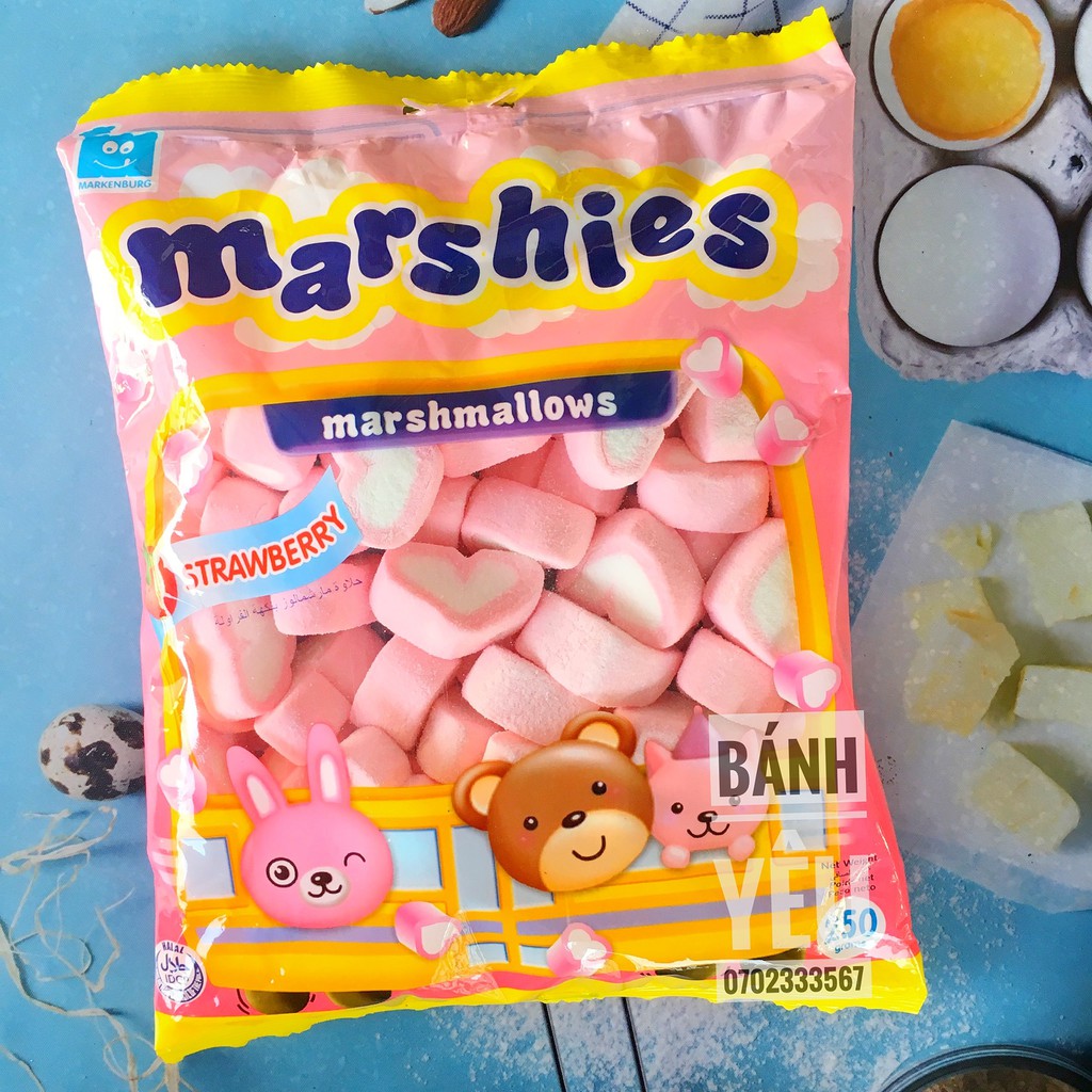 Kẹo xốp MARSHMALLOW hương Dâu 250g hình trái tim - BK07