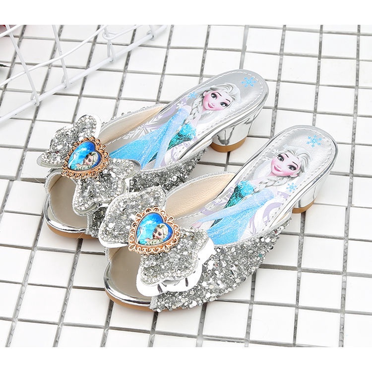 Công chúa thắt nơ Elsa Dép sục cho bé gái họa tiết hoạt hình đáng yêu siêu nhẹ chống trơn trượt dép trẻ em 1-10 tuổi Thời trang Dép lê