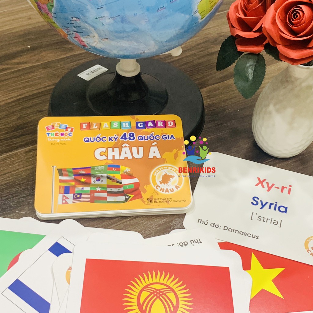 Bộ Thẻ Học Thông Minh 175 Thẻ Flash Cards Quốc Kỳ Cờ Các Quốc Gia Trên Thế Giới Có Hình Ảnh Minh Họa