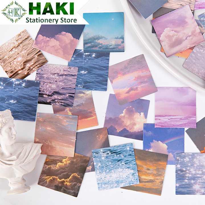 Nhãn dán sticker HAKI 46 hình dán cute trang trí sổ hình bầu trời giá rẻ ST29