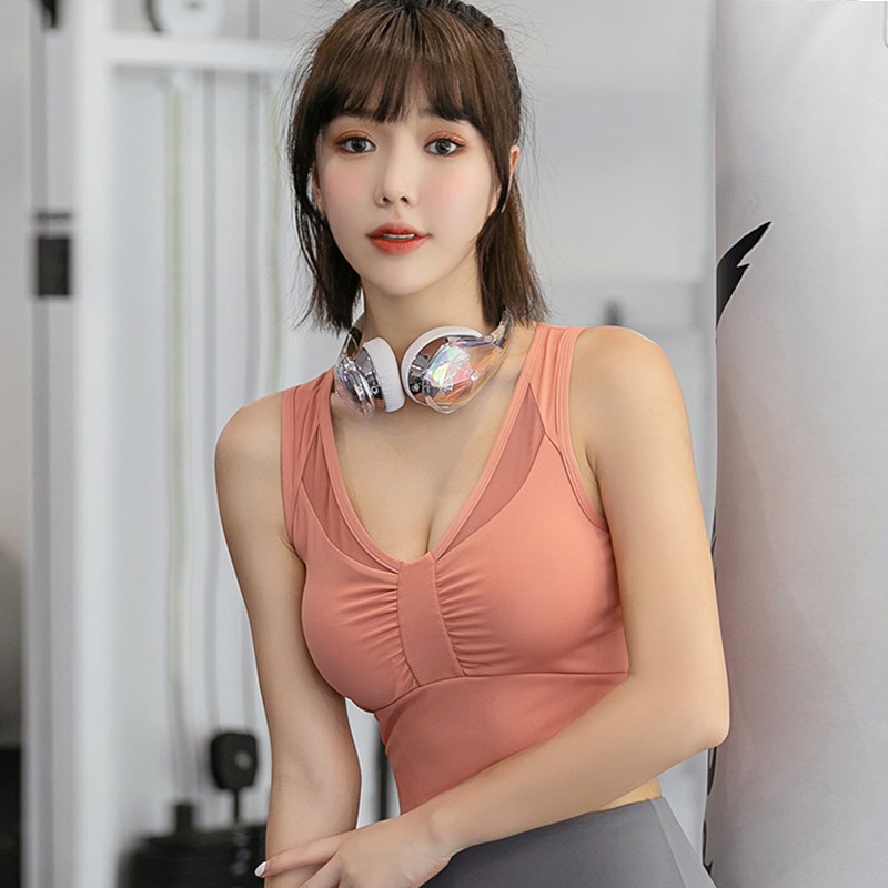 Áo bra tập gym nữ Louro LA46, kiểu áo croptop body nhún ngực sẵn mút, dùng tập thể thao, gym, yoga, zumba