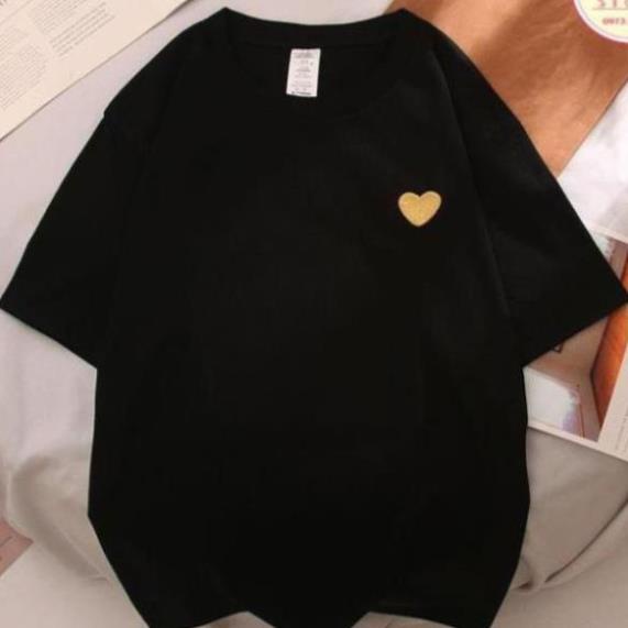 (tặng balo bất kì ) Áo phông nam nữ cổ tròn unisex form rộng tay lỡ in Tim Vàng- ĐEN,TRẮNG,áo đôi,áo nhóm ! ! ! ⛸️