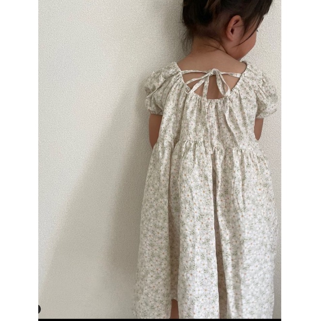 Váy buộc dây hoa cúc và trắng dáng BabyDoll thoáng mát made in Korea chính hãng Hàn Quốc thời trang trẻ em BABYKOREA