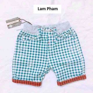 T4.41.1_quần short thô kẻ caro xanh bé trai 2-6y
