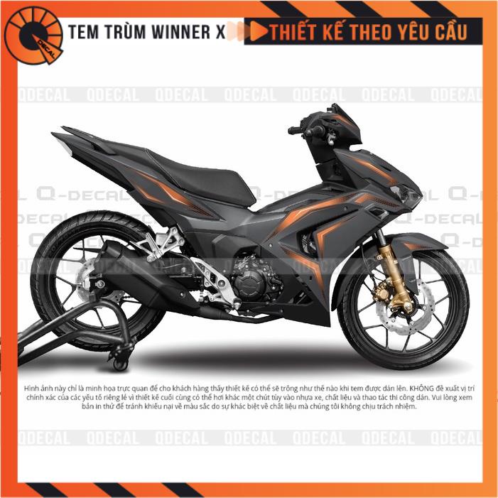 Tem trùm WinnerX V3 decal 3 lớp mẫu Đen Cam cao cấp thiết kế theo yêu cầu