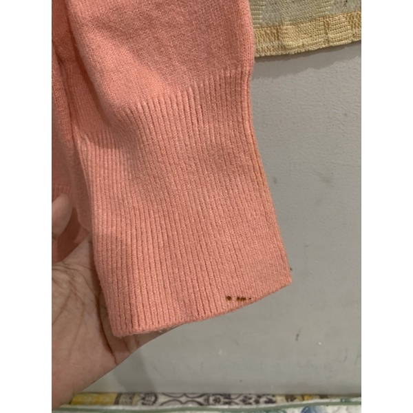 Áo len hàn cổ 3 phân màu hồng cam 2hand