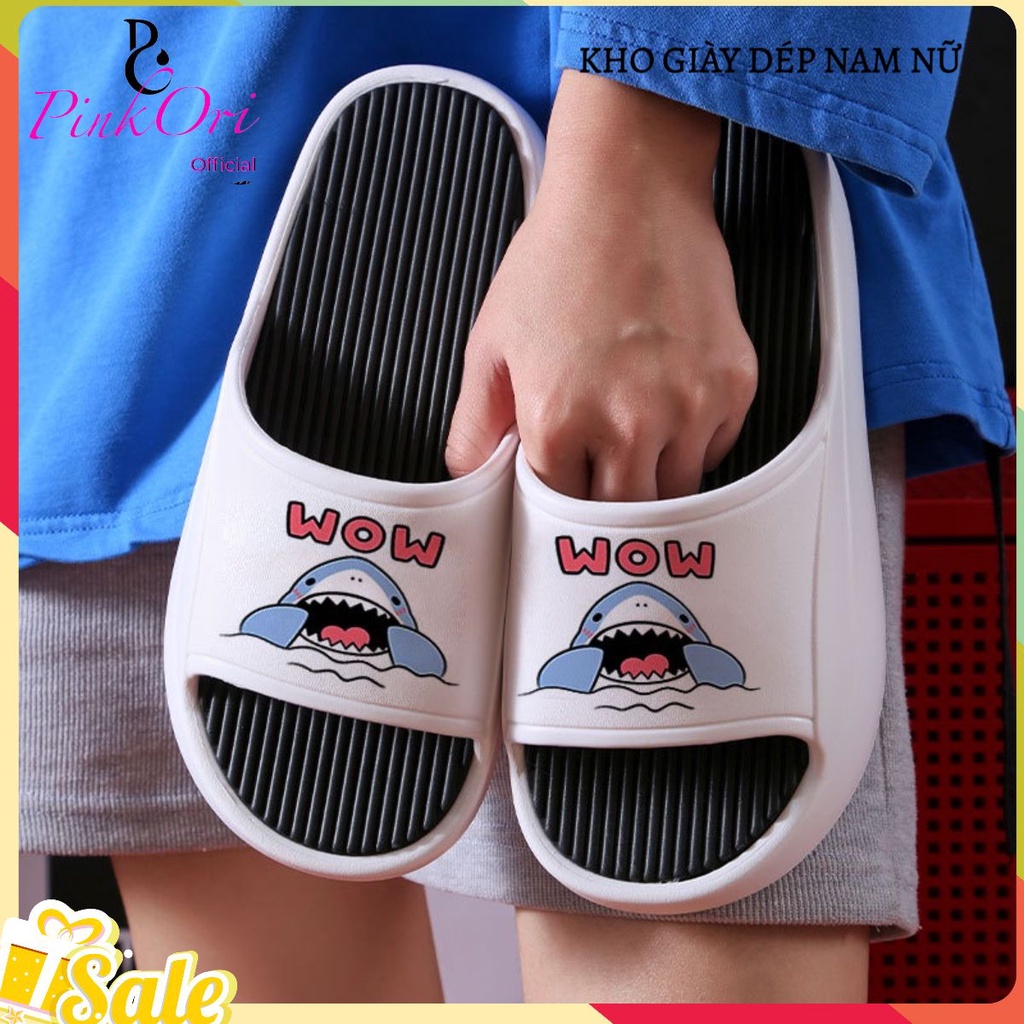 CÓ SẴN HÀNG - Mã R8C - Dép quai ngang bánh mỳ WOW CÁ MẬP độn đế 4cm cao cấp - Dép Bánh Mì BOGI Cute 2022- PinkOri