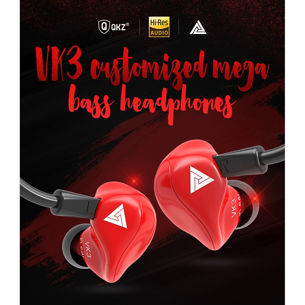 QKZ VK3 In-Ear Earphones Special Edition Headset Clear Bass Earphone With Mic Metal Heavy Bass auriculares audifonos