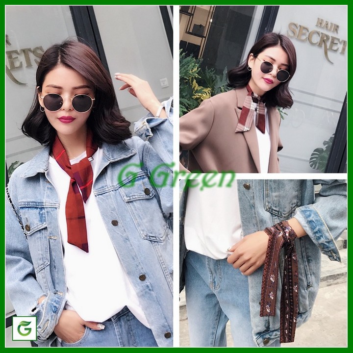 Khăn lụa turban dài satin quấn túi, quàng cổ, đeo tay, thắt nơ 5x90cm 29-38