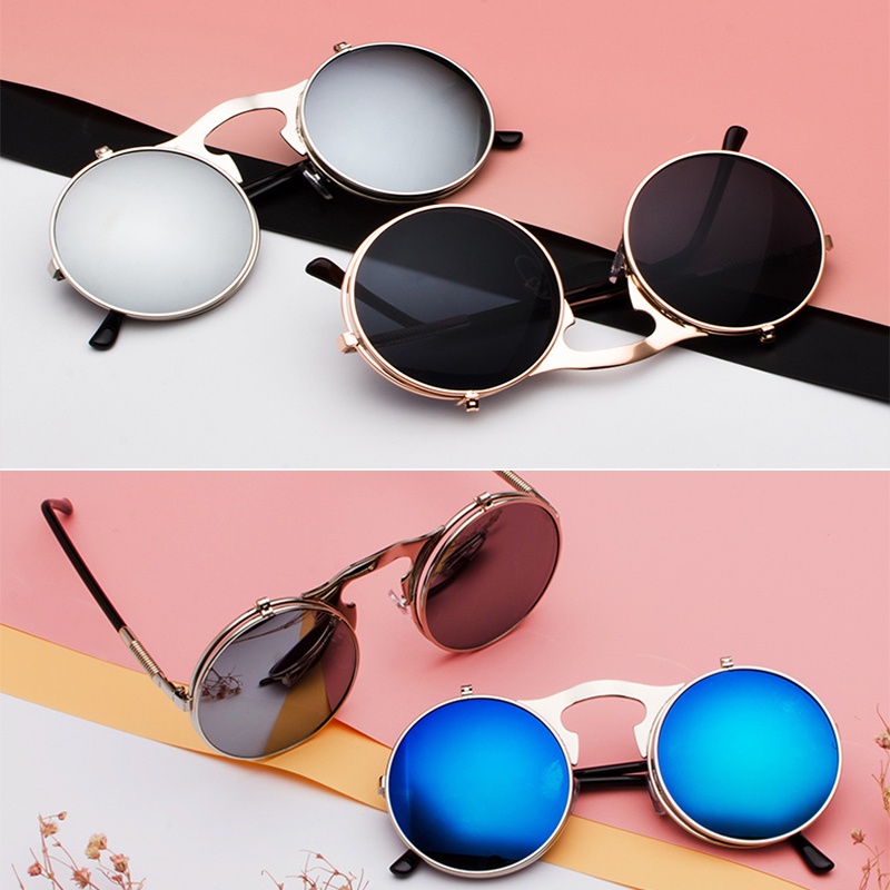 Kính Mát Tròng Tròn Gọng Kim Loại Phong Cách Vintage Sang Trọng Cho Nữ