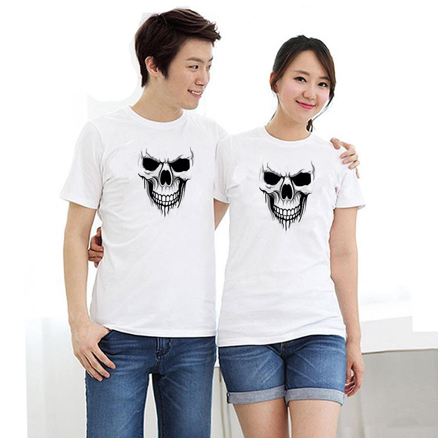 Áo thun cặp đôi in hình đầu lâu 391AAACD form rộng phong cách hàn quốc