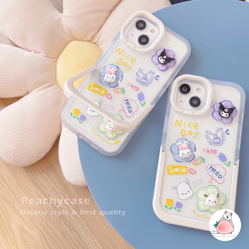 Ốp Điện Thoại TPU Mềm Có Giá Đỡ Hình Hoa 3D Dễ Thương Cho iPhone 14 13 12 Pro Max 11 Xr Xs Max X