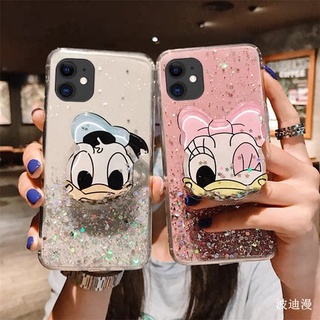Ốp Điện Thoại Dẻo Hình Vịt donald Kèm Giá Đỡ Cho iphone 11 12 13 14 15 pro max x xr xs max 6 6s 7 8 plus 12 13