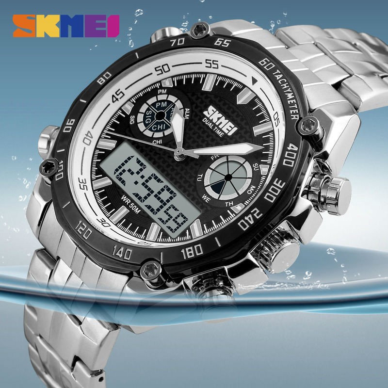 SKMEI 1204 sports style men's watch dual-screen backlit waterproof