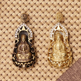 Mặt dây hình phật bằng đồng thau đính đá zircon phong cách thời trang retro