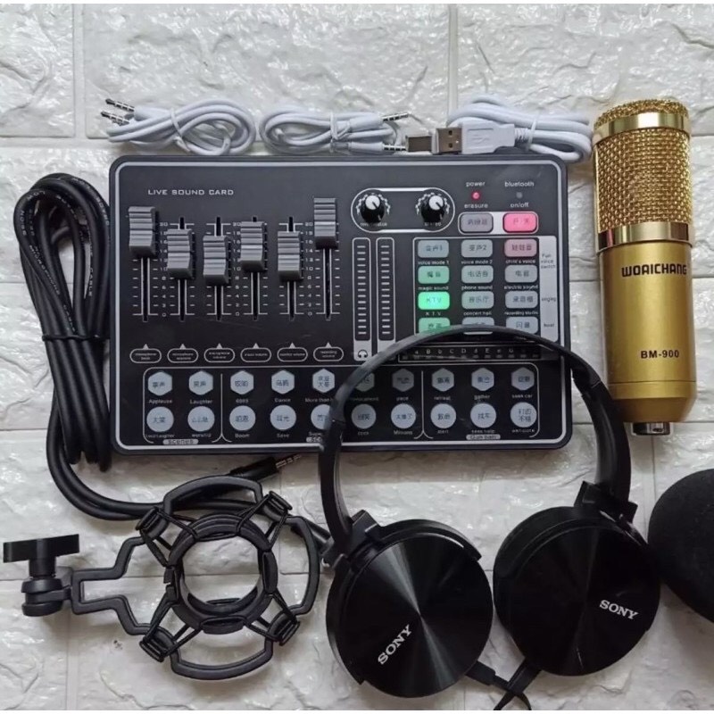 Combo Bộ Mic BM900-Sound Card h9 Thu Âm Livestream FB,BIGO,TICTOK...Livestream bán hàng bảo hành 12 tháng