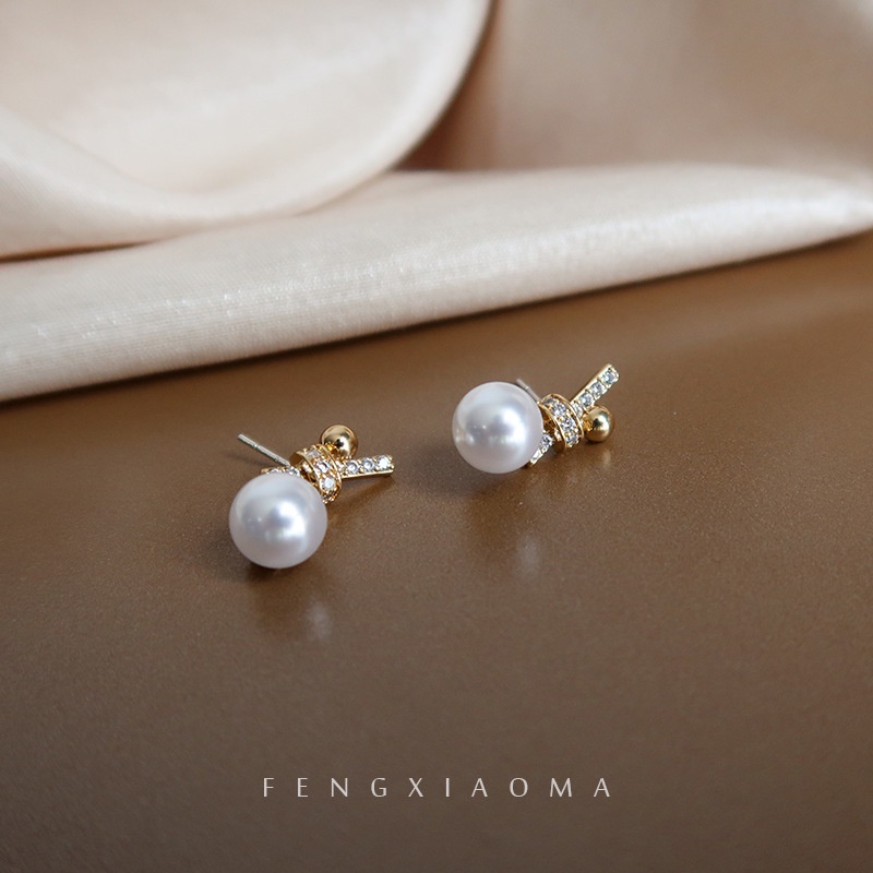 Bông tai mạ bạc 925 đính ngọc trai thiết kế đơn giản thời trang cho nữ