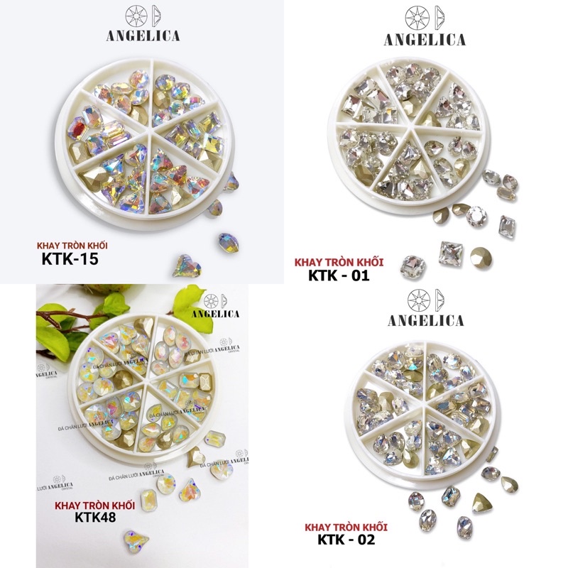 Khay đá khối 36 viên mix màu mix hình- phụ kiện nail trang trí móng