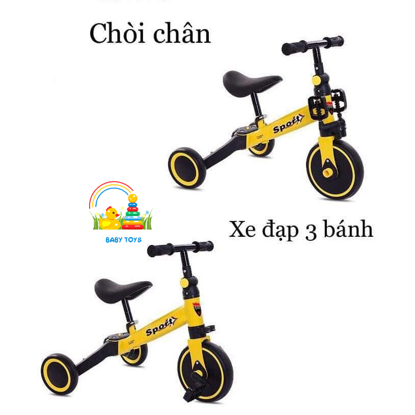 Xe 3 bánh cho bé xe đạp 3 bánh chòi chân thăng bằng 3 in 1 cho bé từ 2 3 4 5 6 tuổi khung thép siêu chắc chắn
