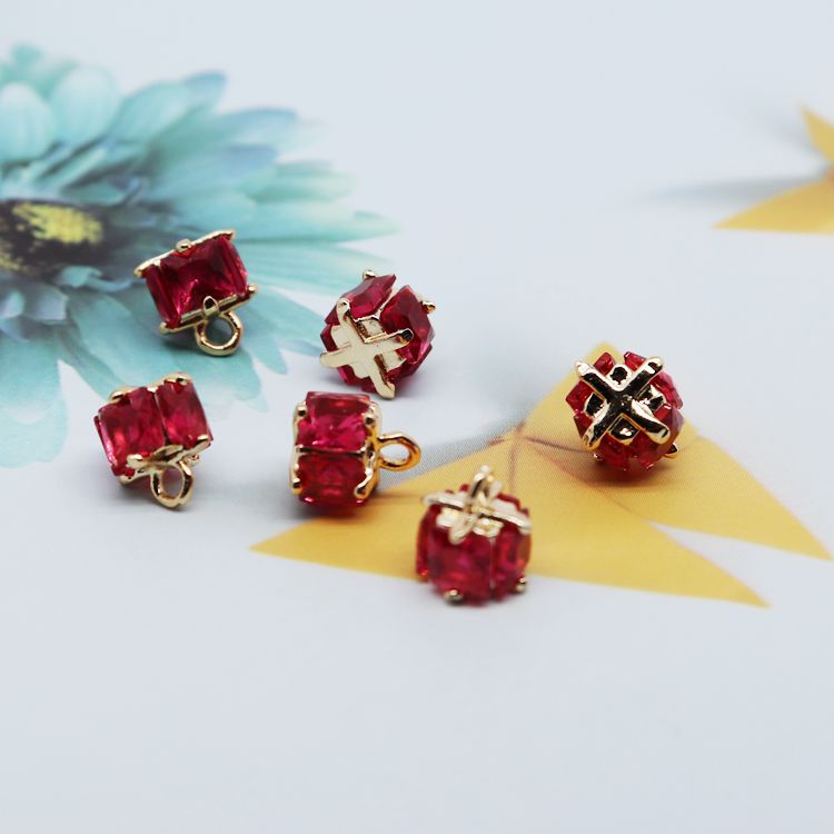 Mặt Dây Chuyền Hình Vuông 14k Màu Vàng Đồng Đính Đá Zircon Hình Vuông diy