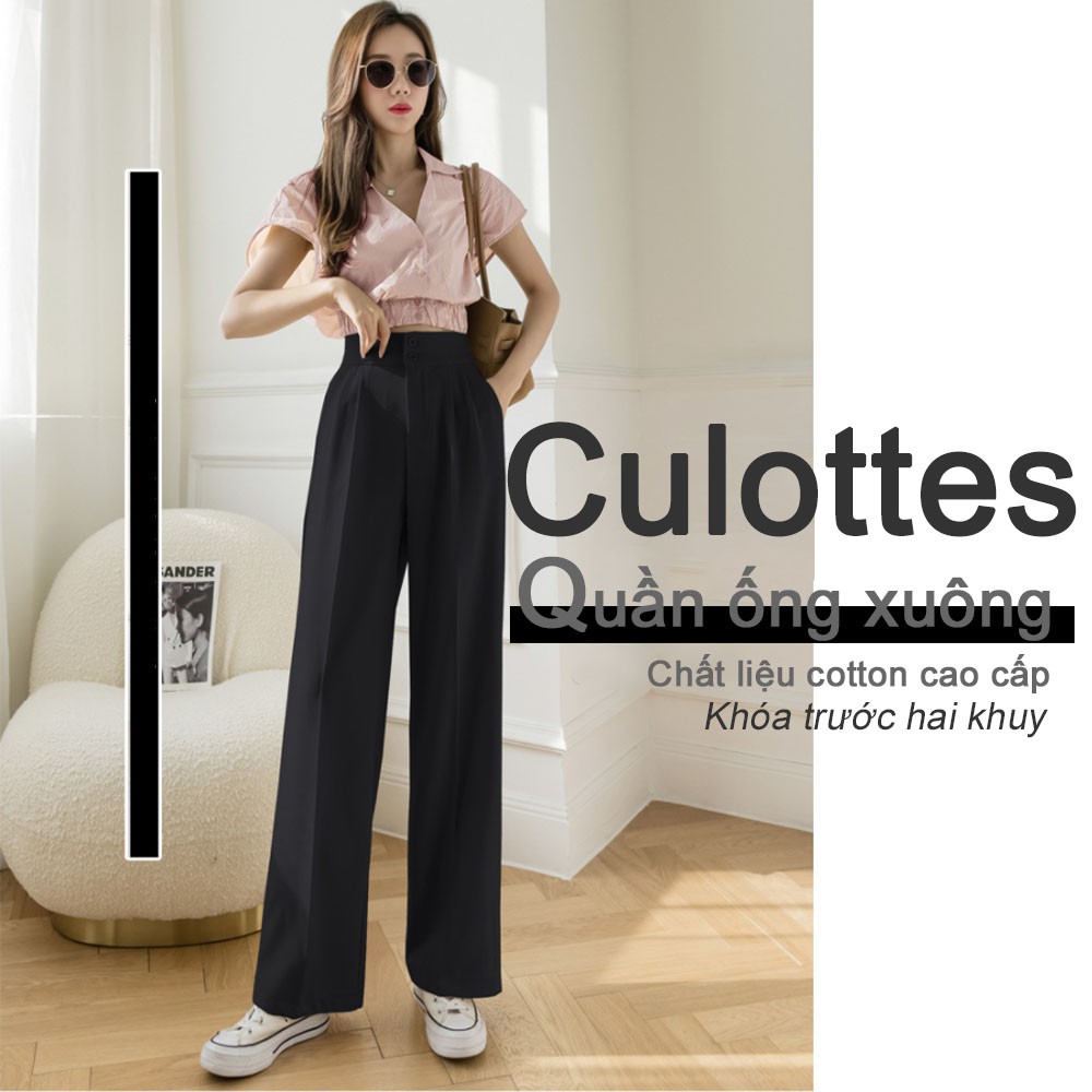 Quần Ống Suông SALE Quần Culottes Nữ Xuông Ống Rộng Khóa Trước Vải Tuyết Mưa nhập khẩu cao cấp Nhiều Màu