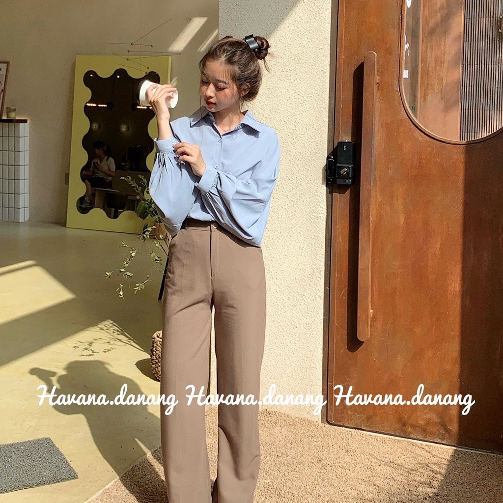 [Ảnh thật/Video] ÁO SƠ MI VOAN TRƯỢT TAY BỒNG ÁO SƠ MI MỀM MỊN PHONG CÁCH HÀN QUỐC