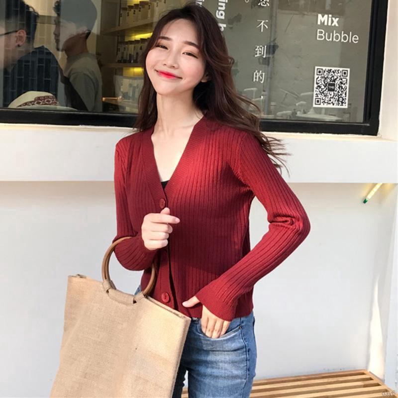 Áo Cardigan dệt kim tay dài phong cách Hàn Quốc