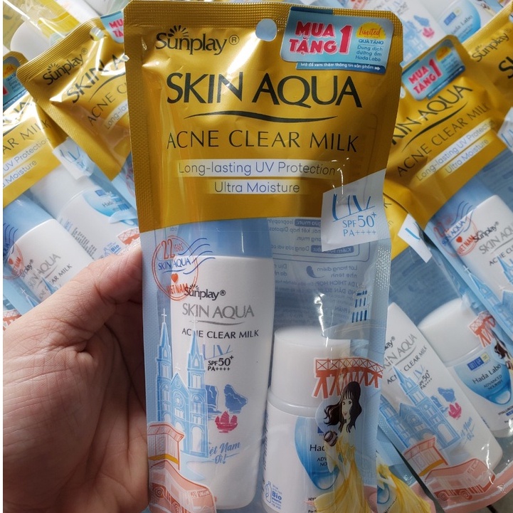 Sữa chống nắng dưỡng da ngừa mụn Sunplay Skin Aqua Acne Clear Milk 25gr