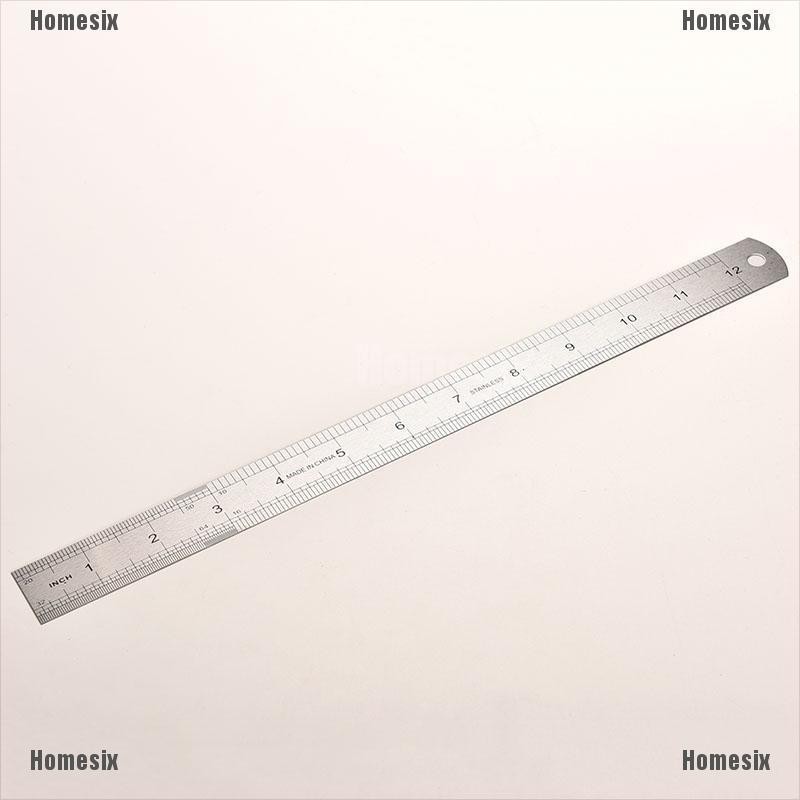 [YHOMX] 30cm Stainless Metal Ruler Metric Rule Precision Double Sided Measuring Tool 3CC MOSP