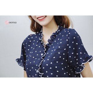 Bộ đồ ngủ lụa cát Trái Tim Xanh [ Moonsa ]