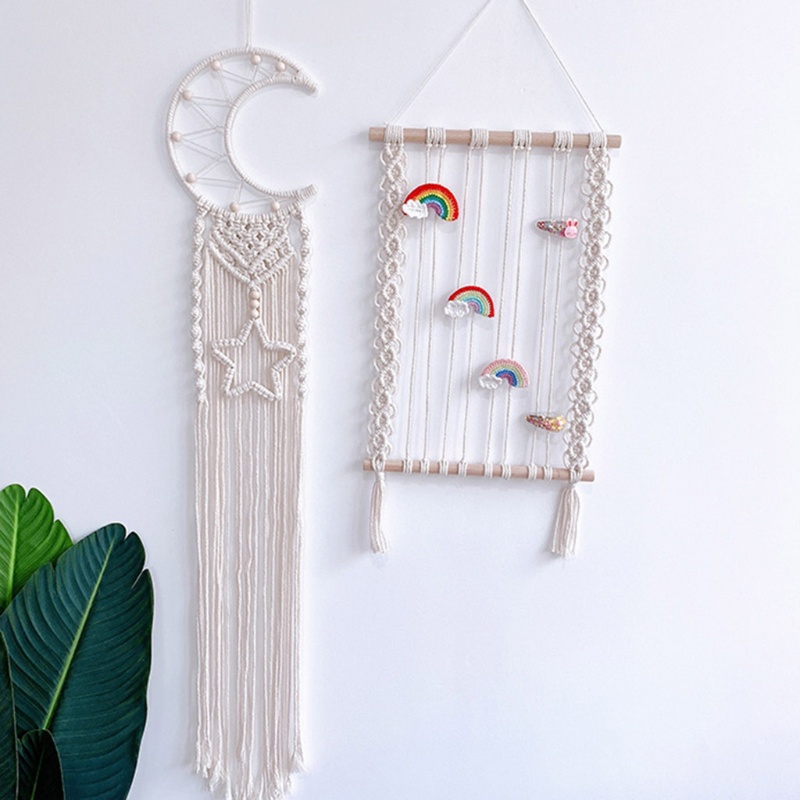 Giá Đỡ Kẹp Tóc Macrame Đan Sợi Tua Rua Phong Cách Bắc Âu
