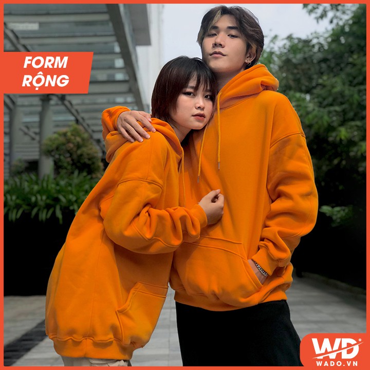 Áo hoodie đôi, hoddie cặp trơn basic Wado cho mùa thu đông dáng unisex form rộng nỉ bông